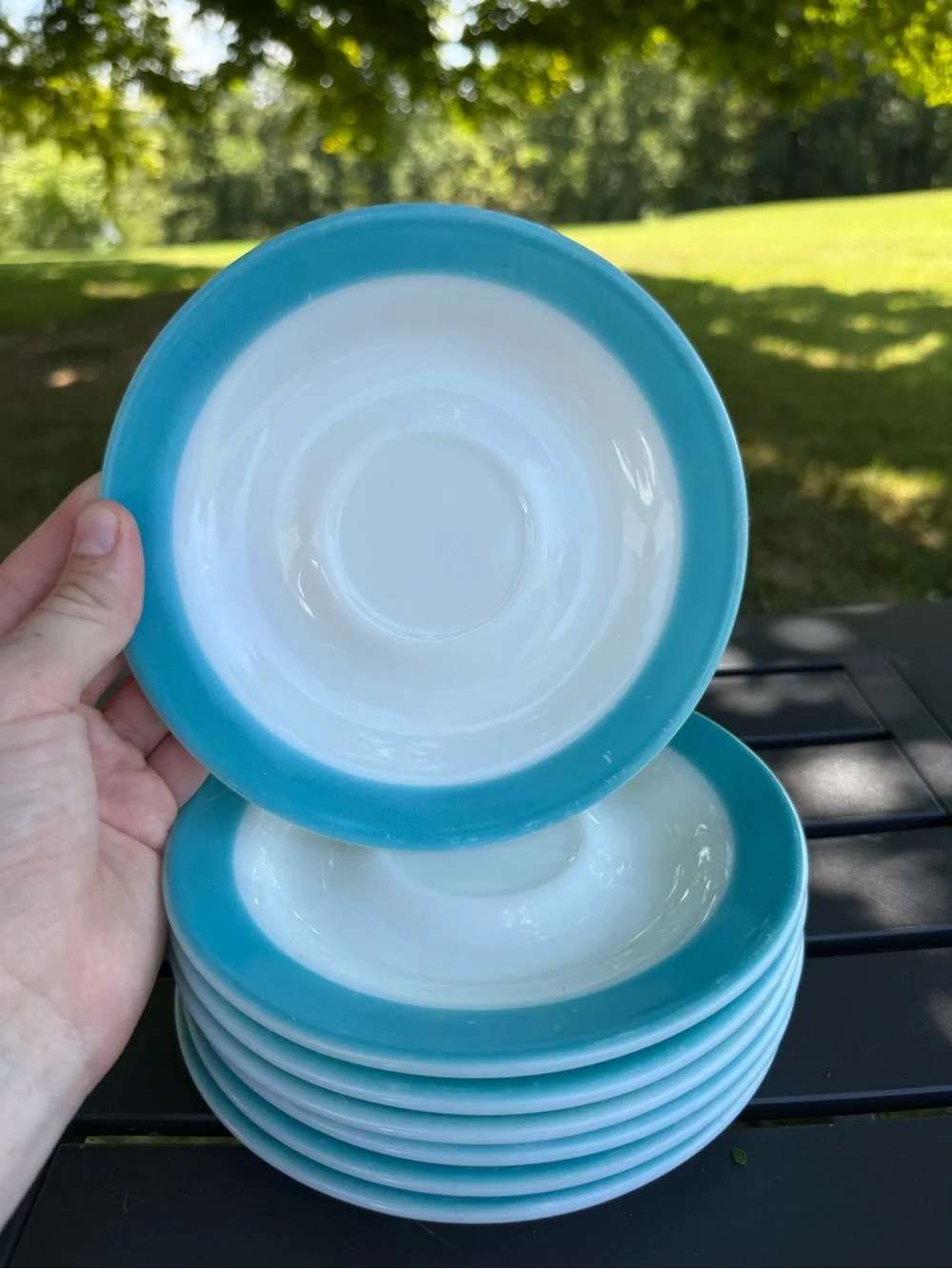 vintage Pyrex saucers from the 
